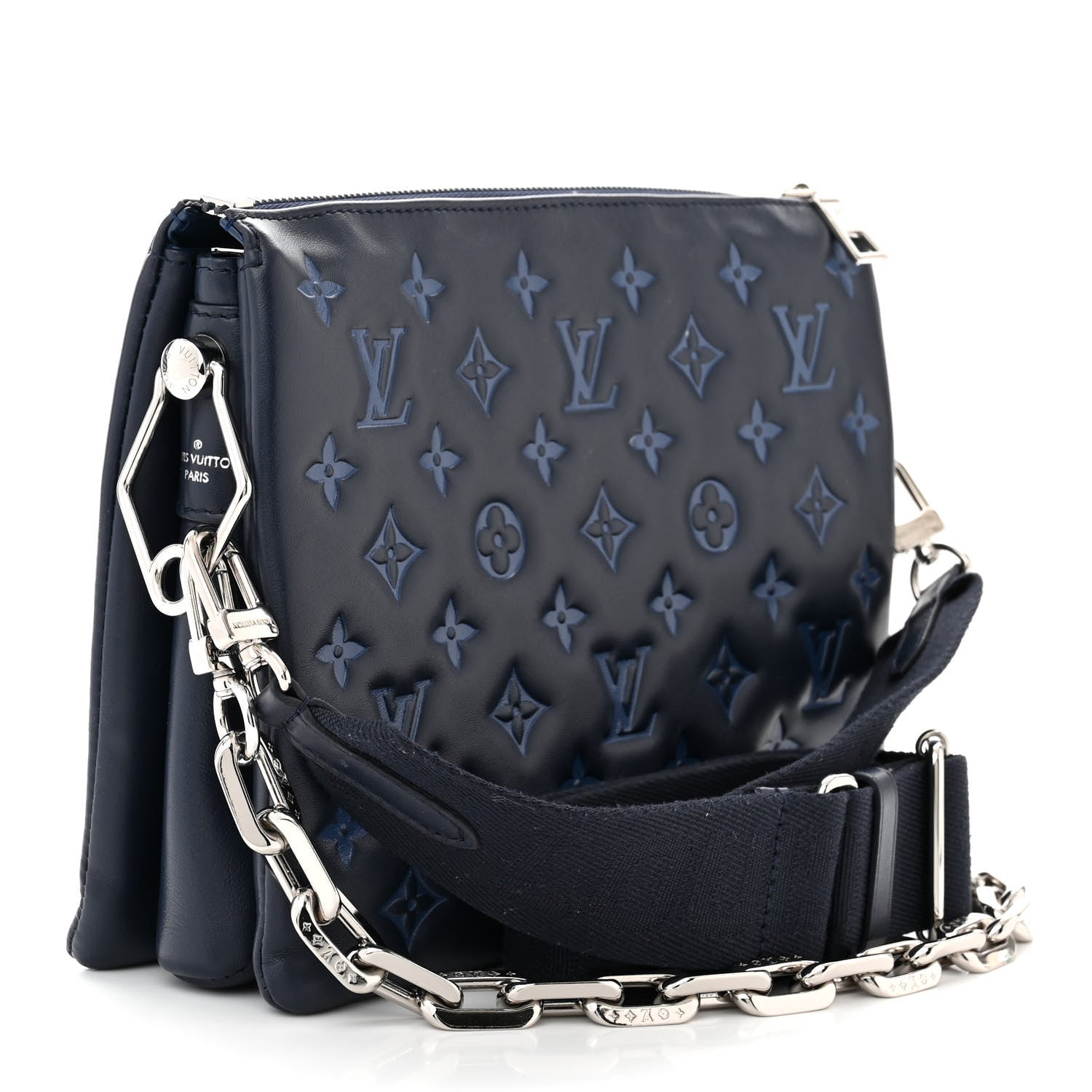 Louis Vuitton Lambskin Embossed Monogram Coussin PM Navy 3 of 11