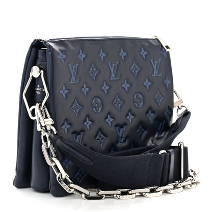 Louis Vuitton Lambskin Embossed Monogram Coussin PM Navy 3 of 11