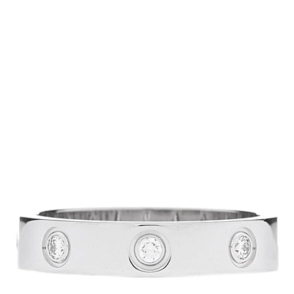 Cartier 18K White Gold 8 Diamond 4mm Wedding Band LOVE Ring 51 5.75 3 of 5
