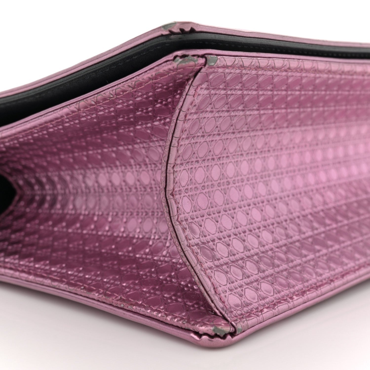 Christian Dior Metallic Patent Micro-Cannage Medium Diorama Flap Bag Pink 9 of 13