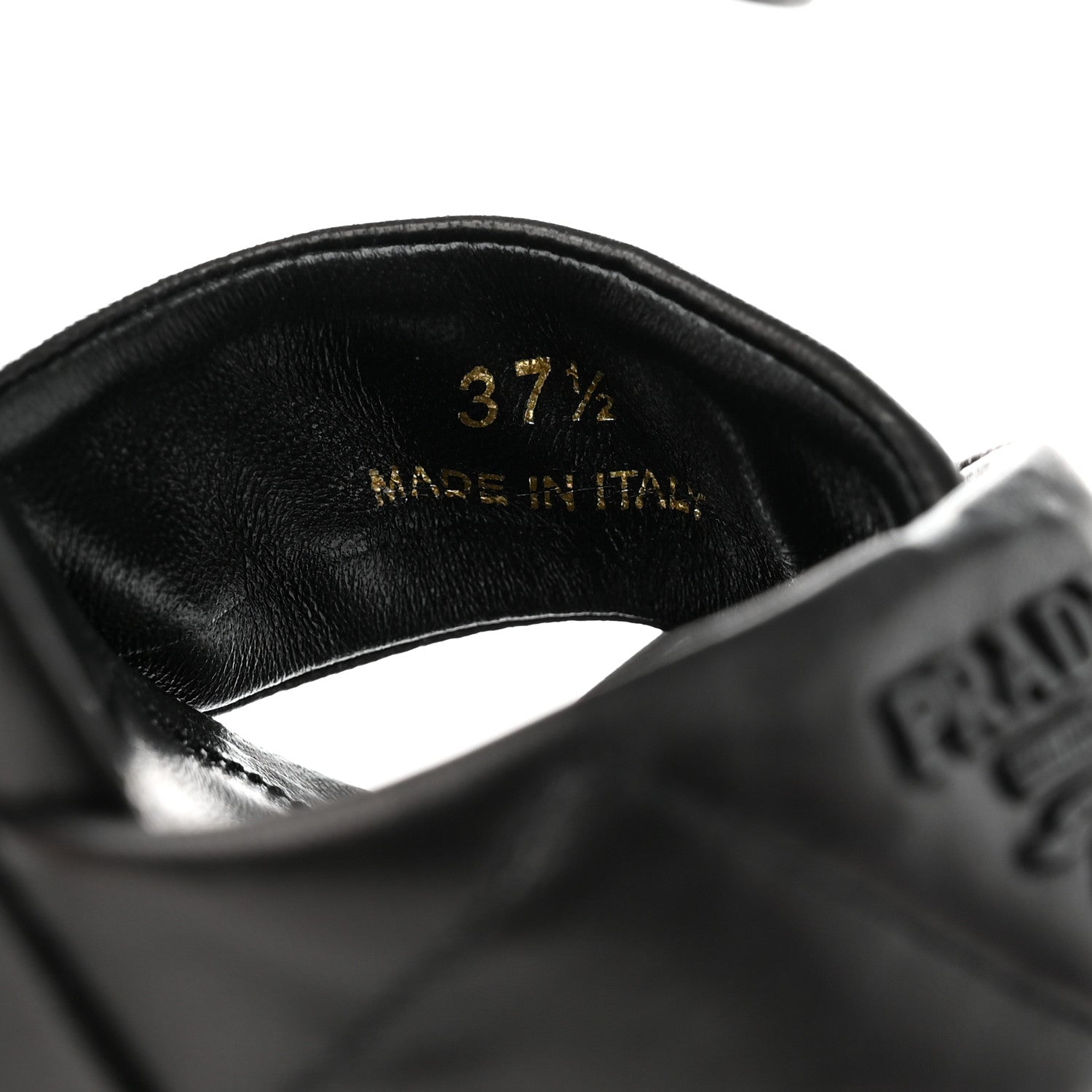 Prada Nappa Logo Quilted Crisscross Platform 20/65mm Sandals 37.5 Black 6 of 9