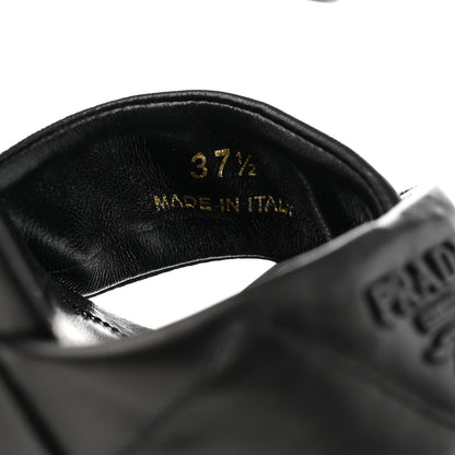 Prada Nappa Logo Quilted Crisscross Platform 20/65mm Sandals 37.5 Black 6 of 9