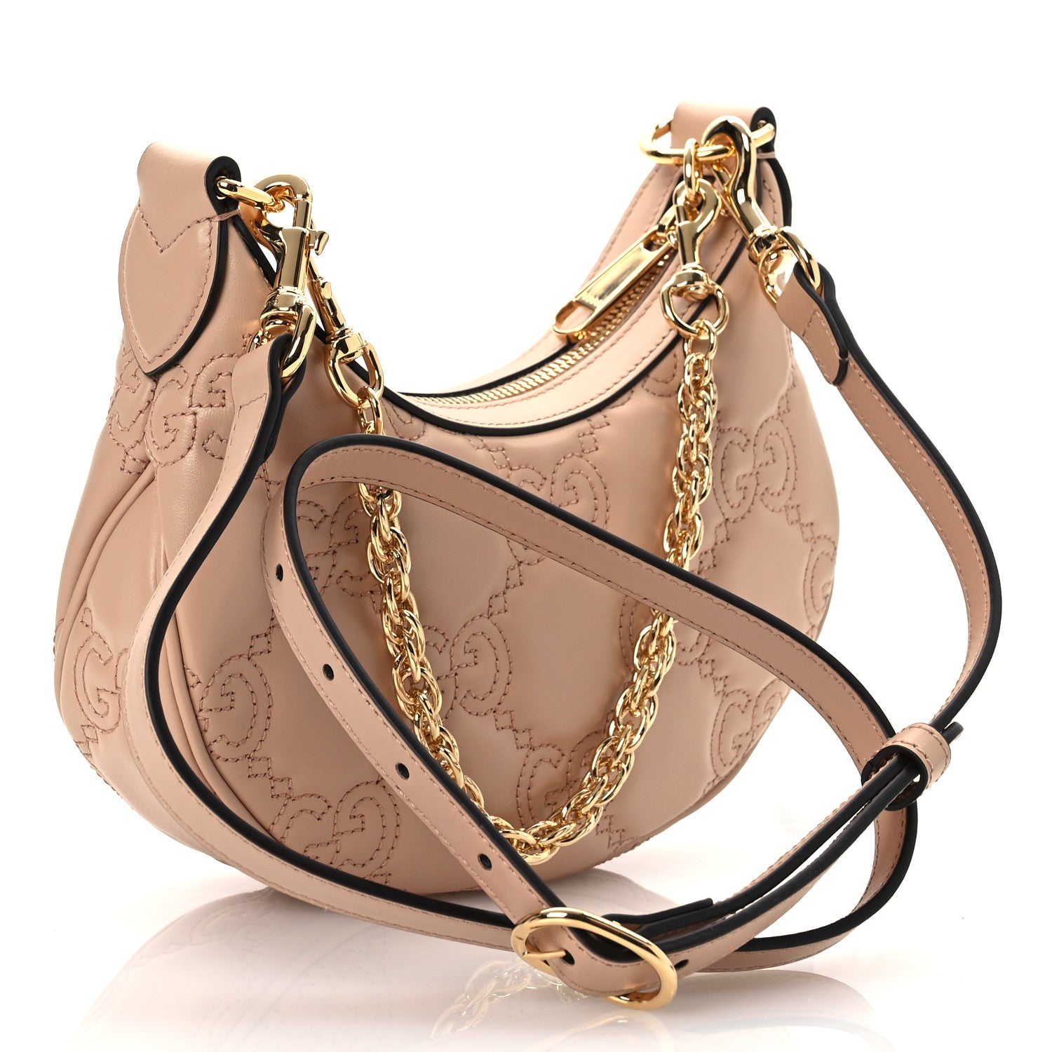 Gucci Calfskin GG Matelasse Mini Hobo Shoulder Bag Perfect Pink Natural 3 of 10