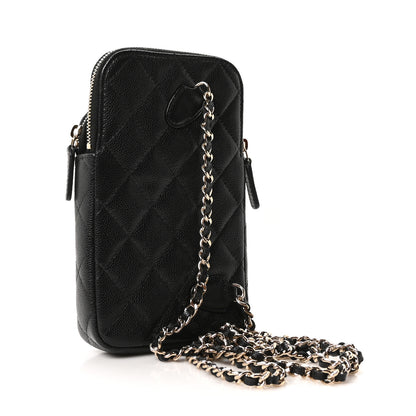 Chanel Caviar Quilted Phone Holder With Chain Black 3 of 10
