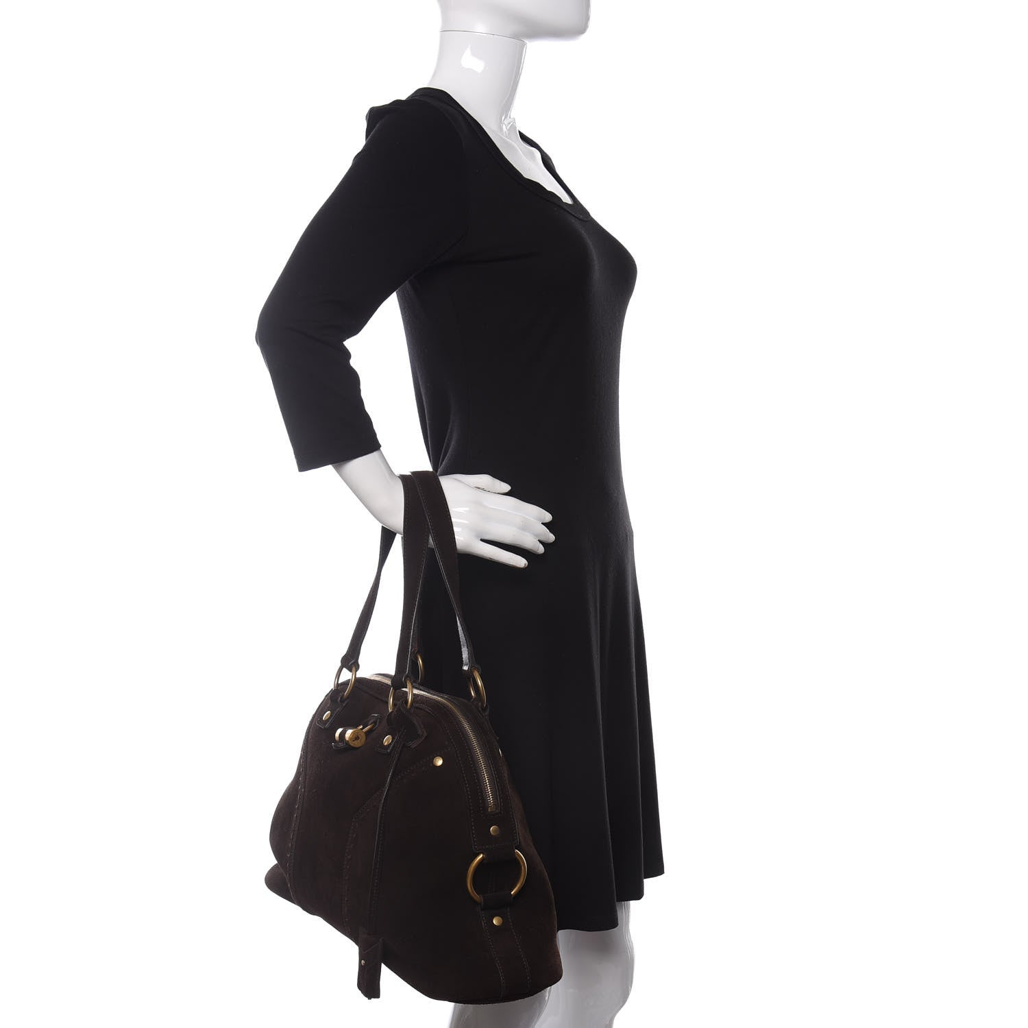 Saint Laurent Suede Large Muse Brown 2 of 9