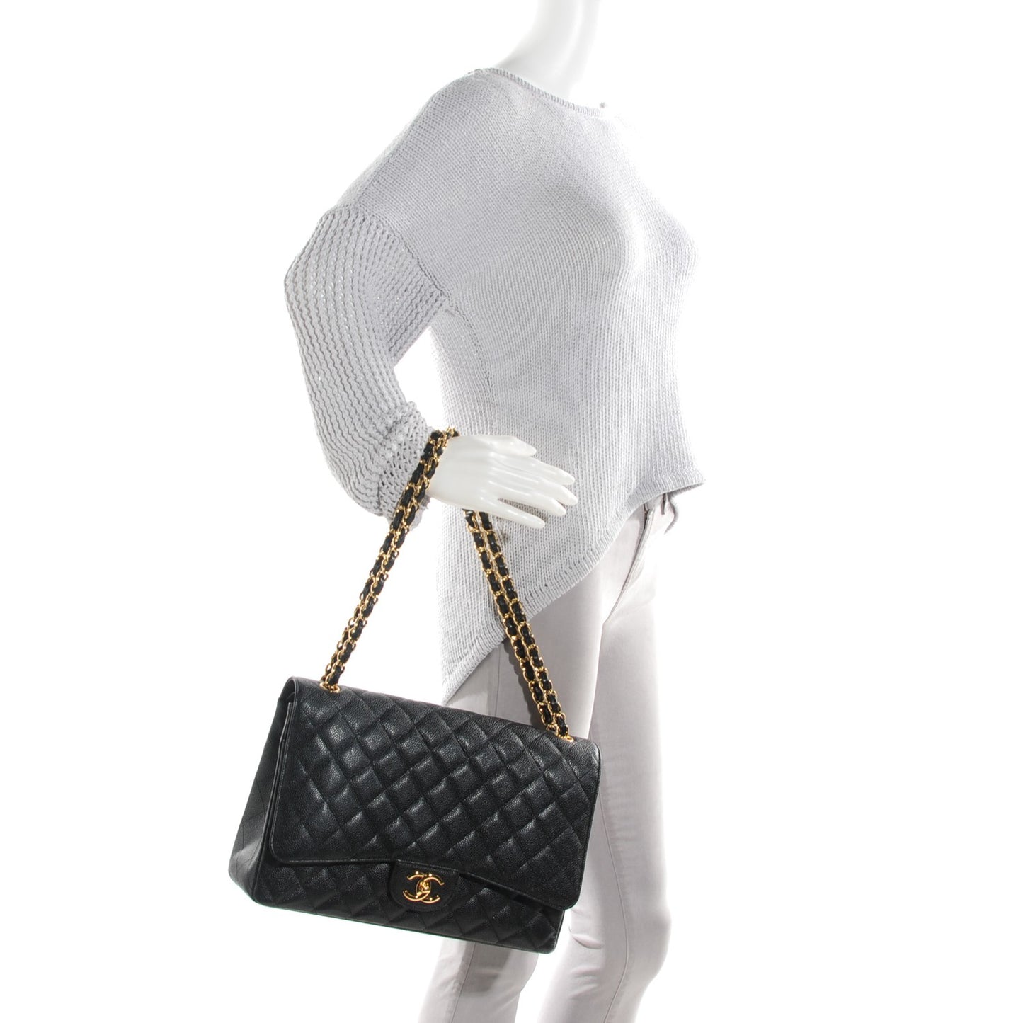 Caviar Quilted Maxi Double Flap Black
