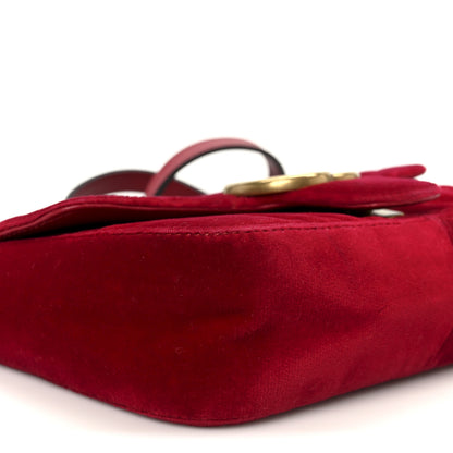 Gucci Velvet Matelasse Mini GG Marmont Shoulder Bag Hibiscus Red 10 of 11