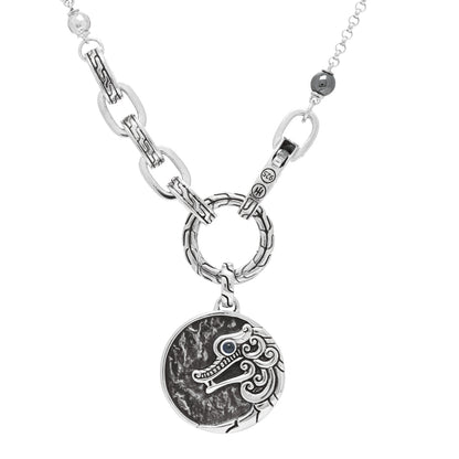 John Hardy Sterling Silver Multi Gemstone Legends Naga Reticulated Pendant Necklace 3 of 3