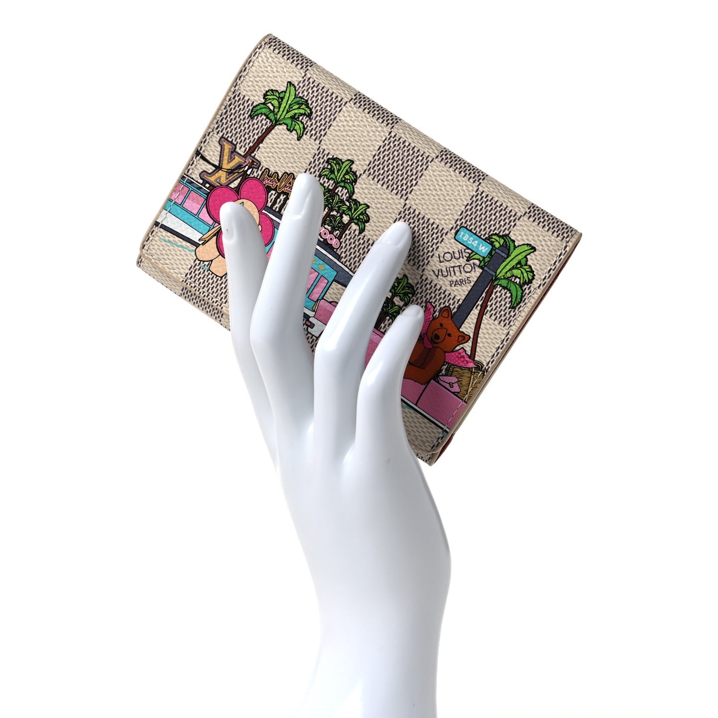 Damier Azur 2021 Christmas Animation Hollywood Victorine Wallet Fuchsia