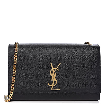 Saint Laurent Grain De Poudre Medium Classic Monogram Kate Satchel Black 1 of 9