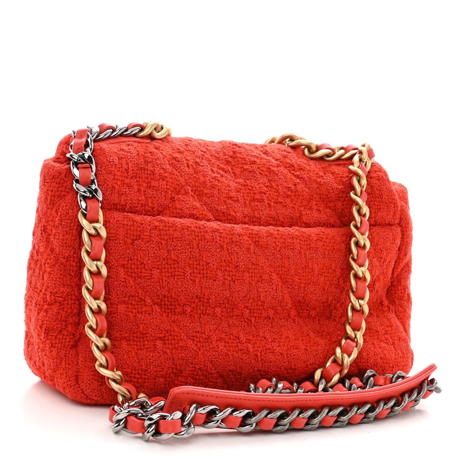 Chanel Tweed Quilted Medium Chanel 19 Flap Red 3 of 10