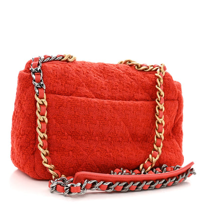 Chanel Tweed Quilted Medium Chanel 19 Flap Red 3 of 10