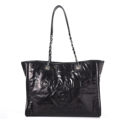 Chanel Glazed Calfskin Small Deauville Tote Black 1 of 11