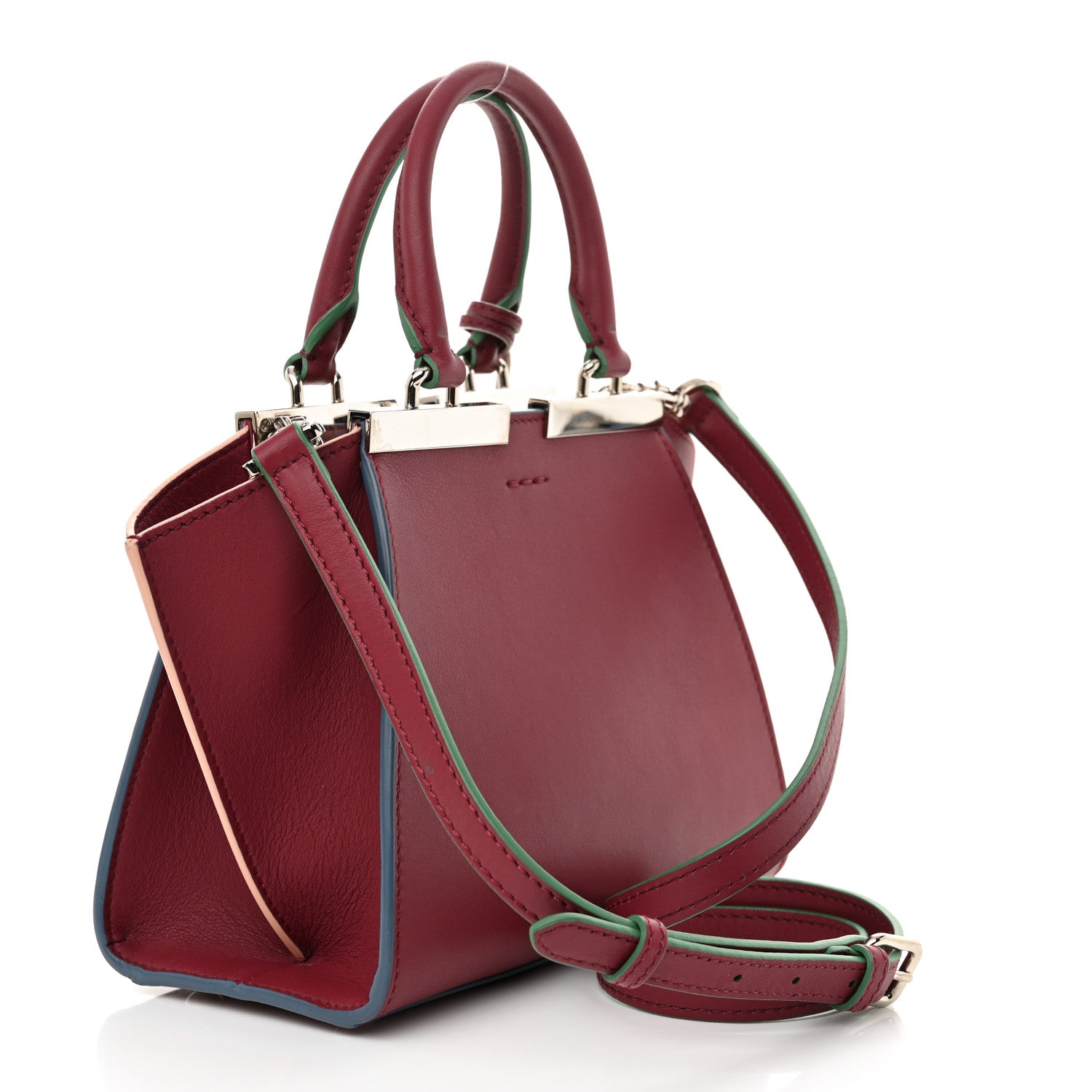 Fendi Vitello Dolce Mini 3jours Tote Black Cherry 3 of 12