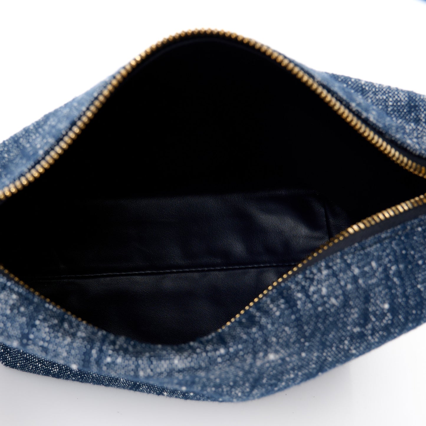 Denim Boucle Wallace Shoulder Bag Navy White Space