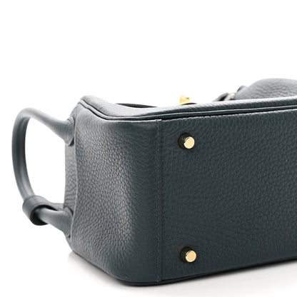 Hermes Taurillon Clemence Mini Lindy 20 Vert Cypress 9 of 10