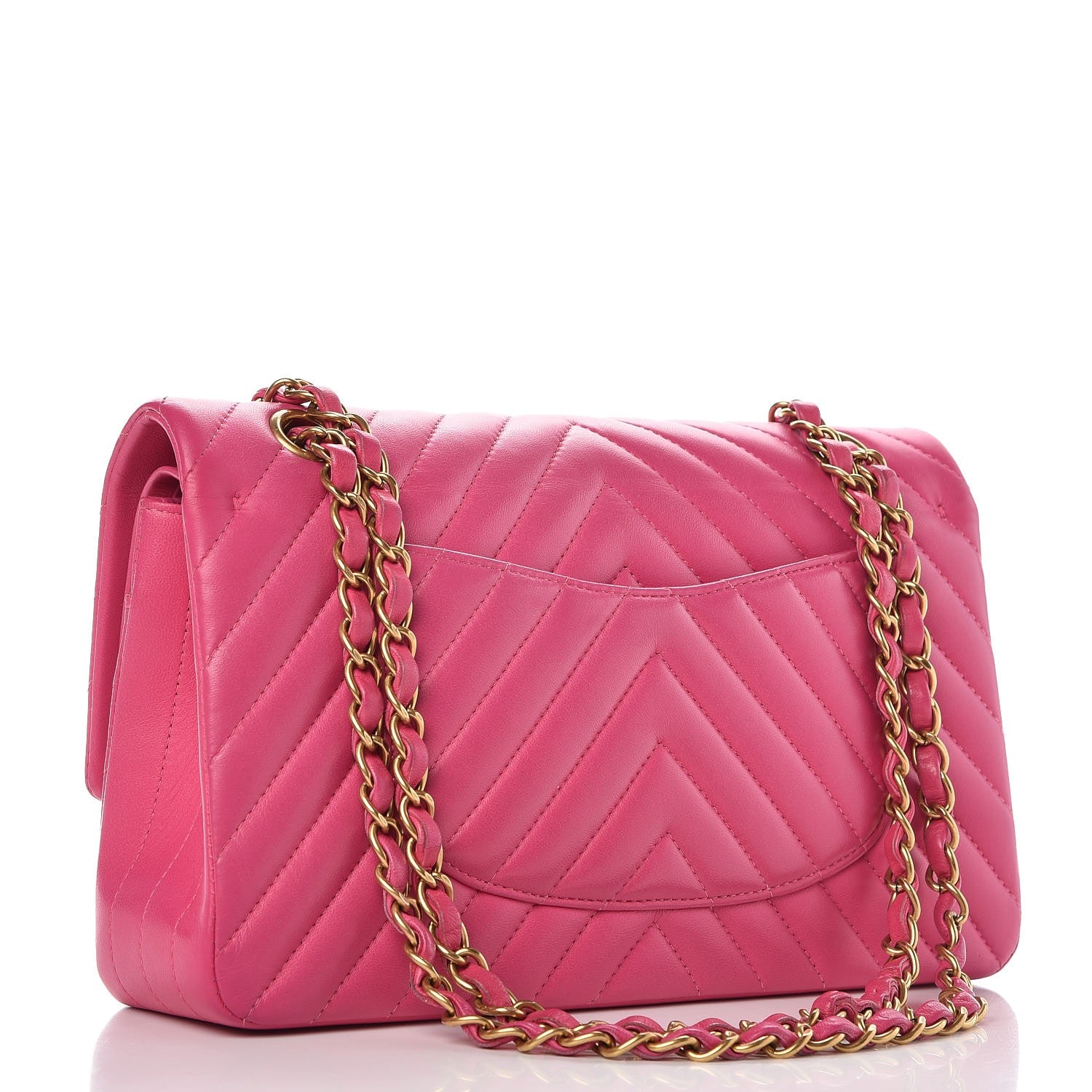 Chanel Lambskin Chevron Quilted Medium Double Flap Pink 4 of 13
