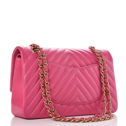 Chanel Lambskin Chevron Quilted Medium Double Flap Pink 4 of 13