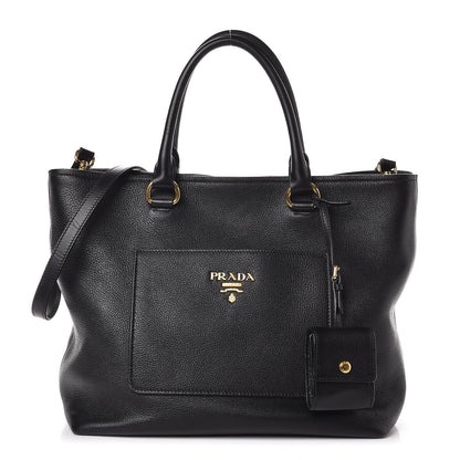 Prada Vitello Daino Tote Black 1 of 8