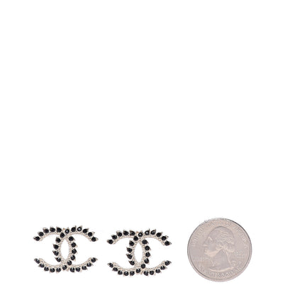 Chanel Strass Crystal CC Earrings Gold Black 2 of 5