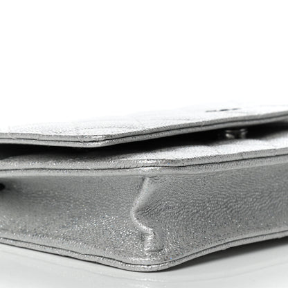 Chanel Glittered Metallic Caviar Quilted Wallet On Chain WOC Silver 9 of 11