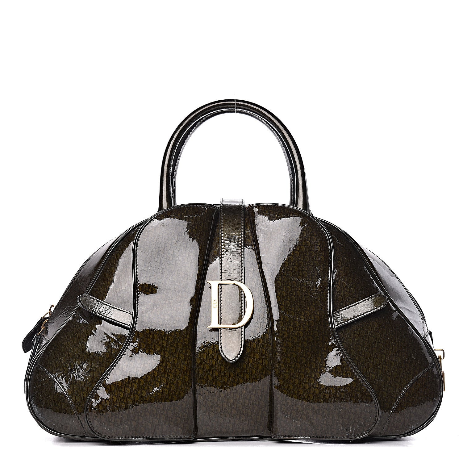 Christian Dior Patent Diorissimo Saddle Bowler Green 1 of 15