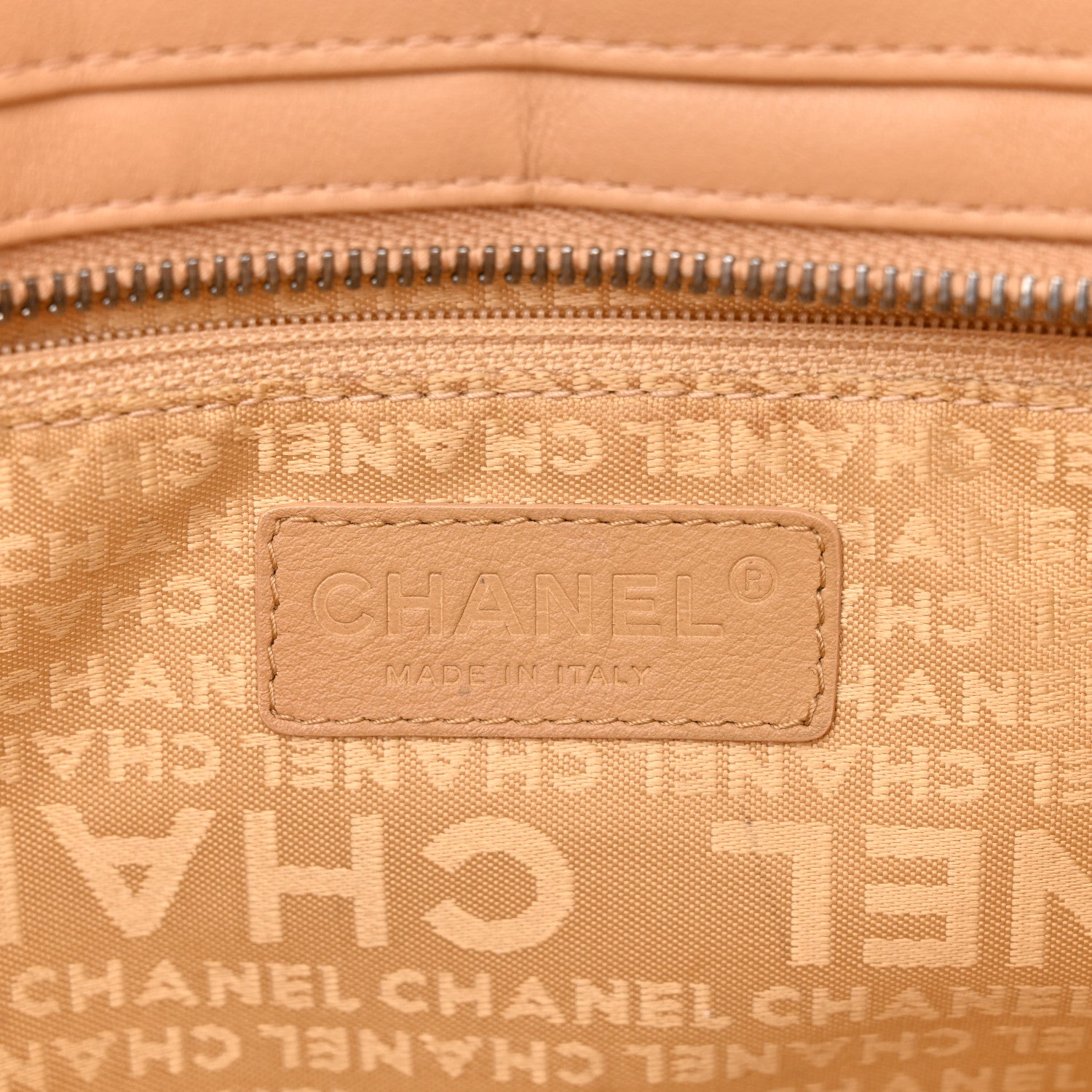 Chanel Calfskin Vertical Quilted Lax East West Shoulder Bag Beige 6 of 17