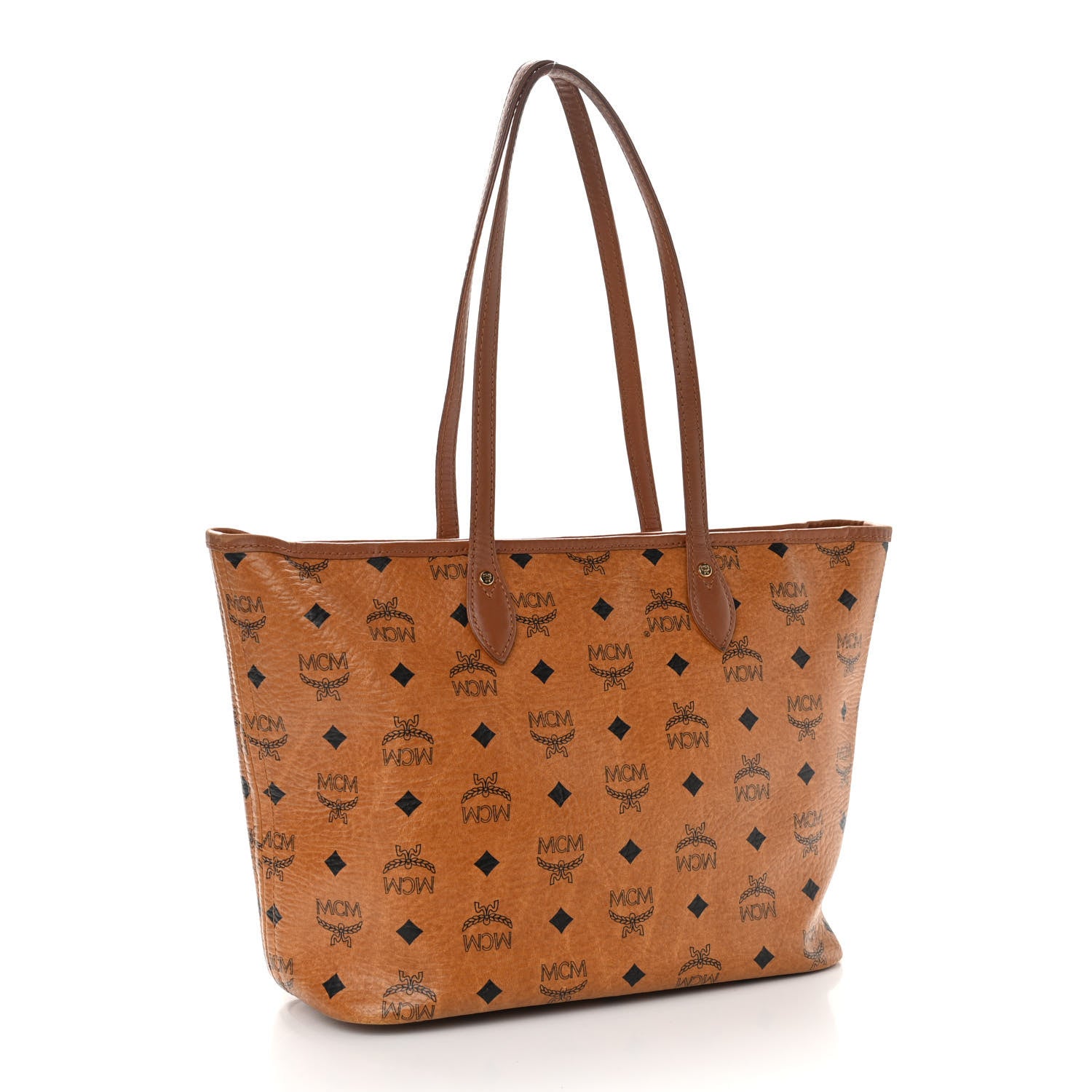 MCM Visetos Dog Bone Shopper Tote Cognac 3 of 14