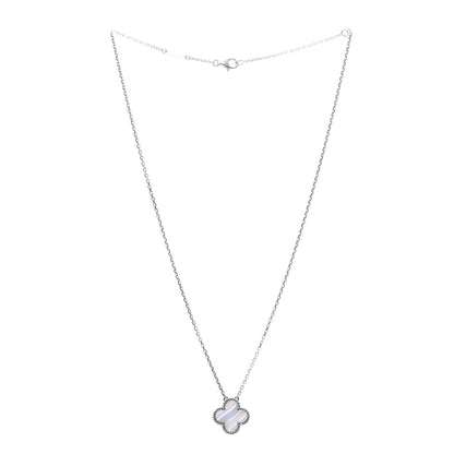 Van Cleef & Arpels 18K White Gold Chalcedony Vintage Alhambra Pendant Necklace 3 of 7