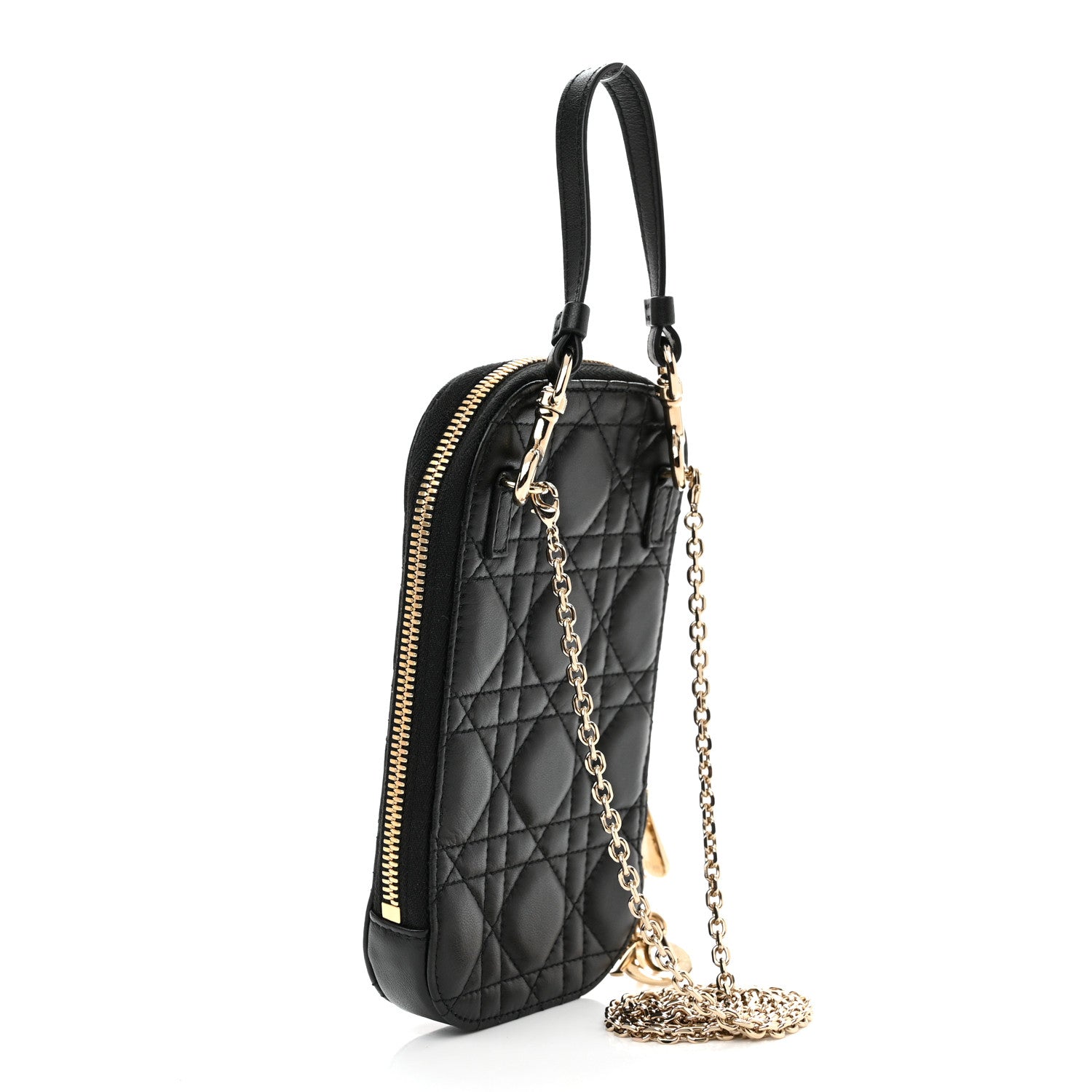 Christian Dior Lambskin Cannage Lady Dior Phone Holder Black 3 of 10