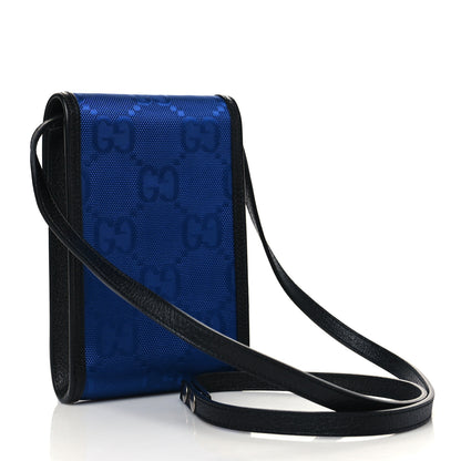 Gucci Econyl Nylon Monogram Off The Grid Crossbody Bag Guilted Blue Black 2 of 5