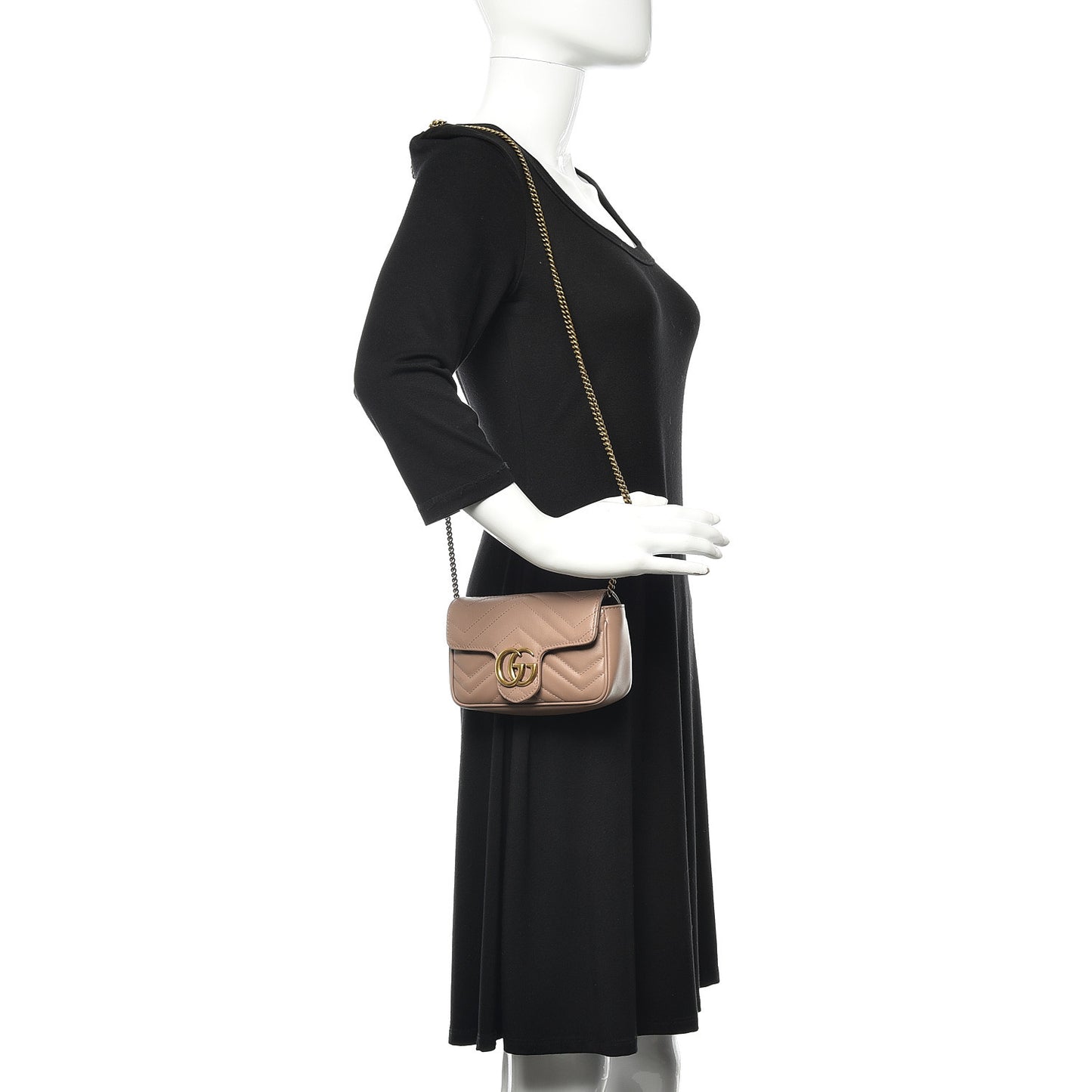Calfskin Matelasse Super Mini GG Marmont Shoulder Bag Porcelain Rose