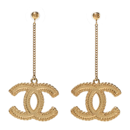 Chanel CC Drop Earrings Matte Gold 1 of 5