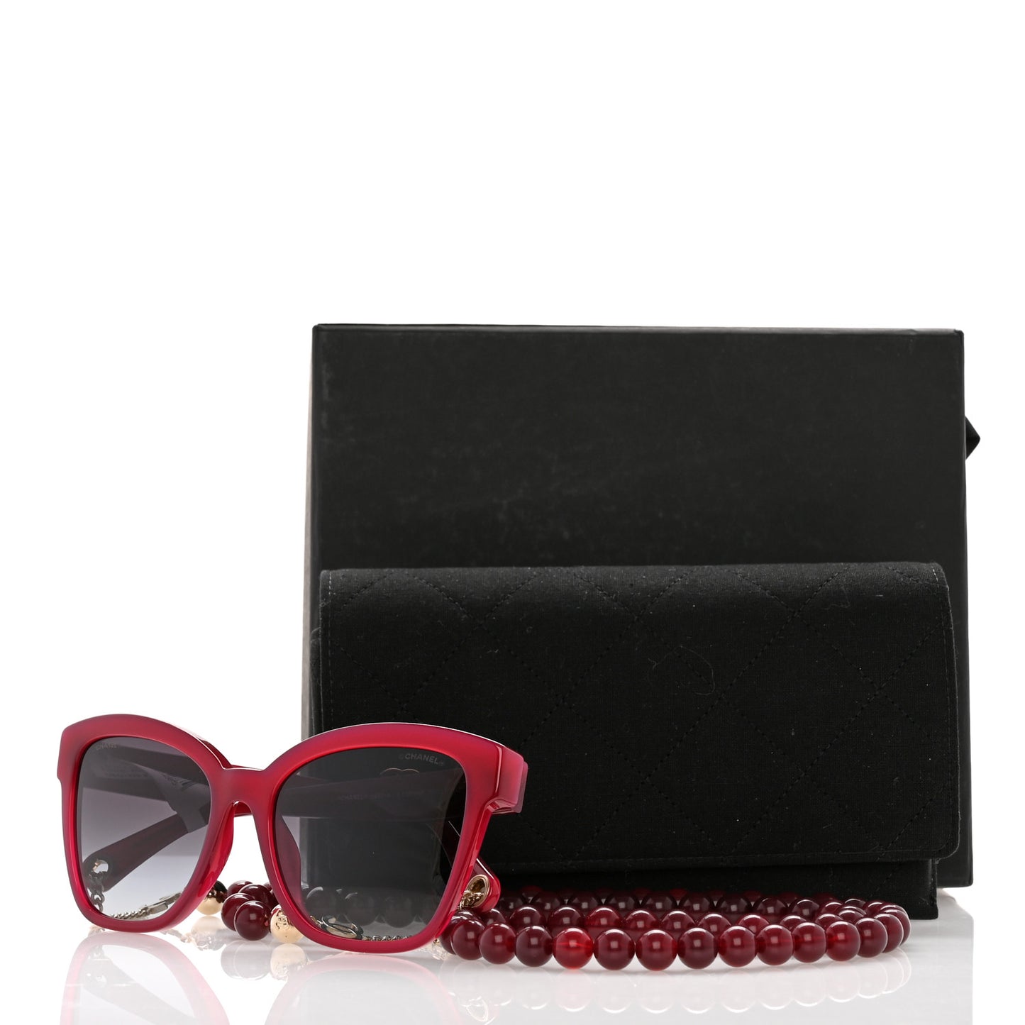 Acetate Chain Square Sunglasses 5487-A Burgundy