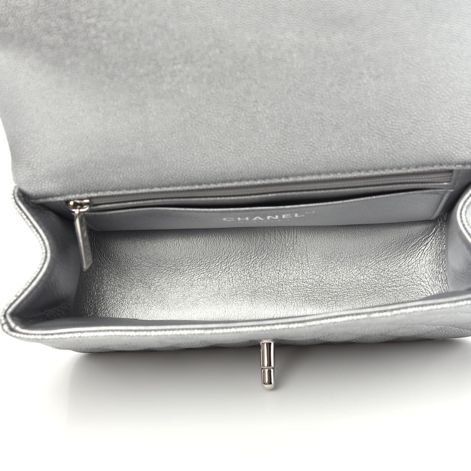 Chanel Metallic Caviar Quilted Mini Top Handle Rectangular Flap Silver 5 of 10