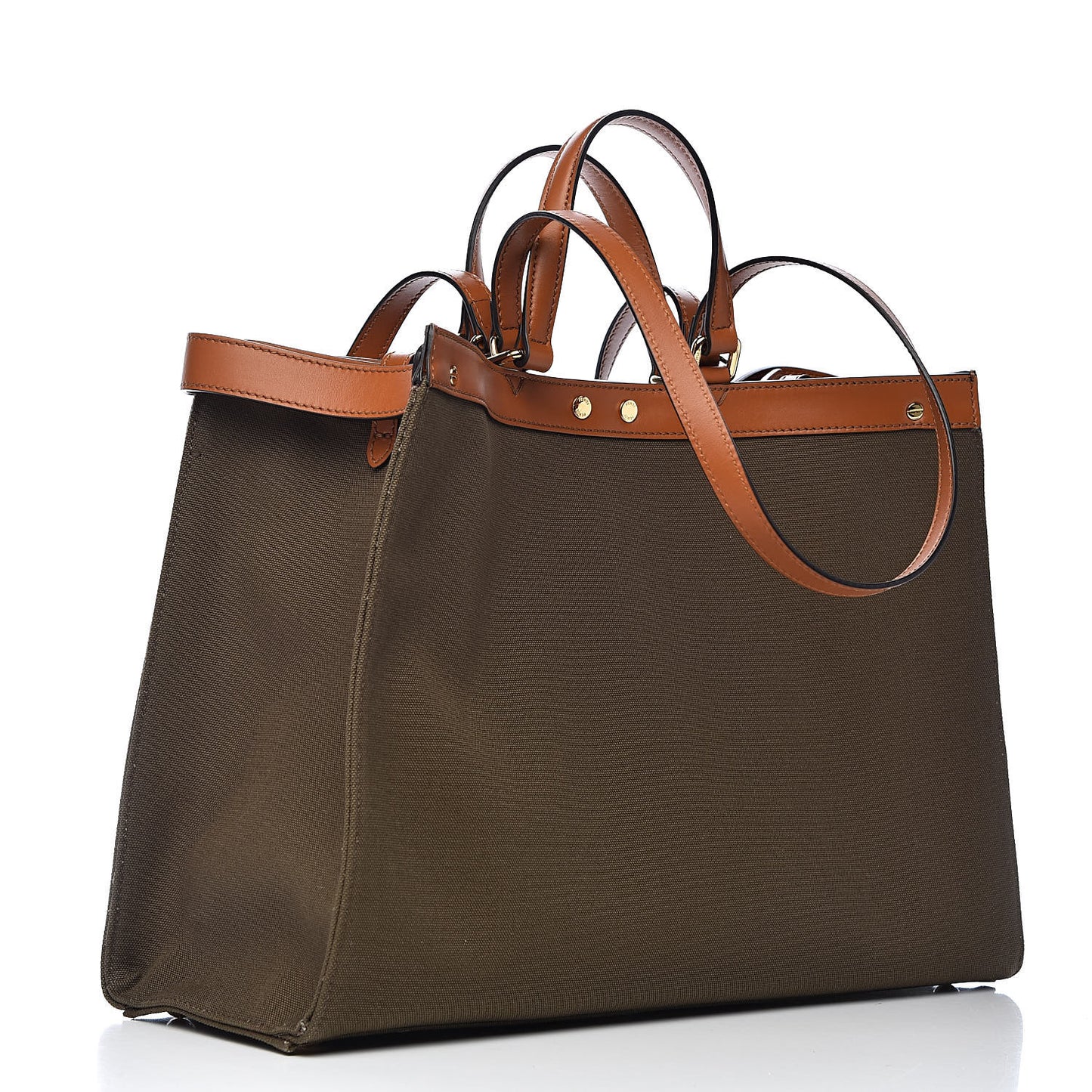 Canvas Vitello King FF Embroidered Medium Peekaboo X-Tote Amazzonia Cuoio