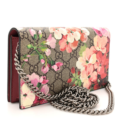 Gucci GG Supreme Monogram Blooms Chain Wallet Beige Multicolor Dry Rose 3 of 13