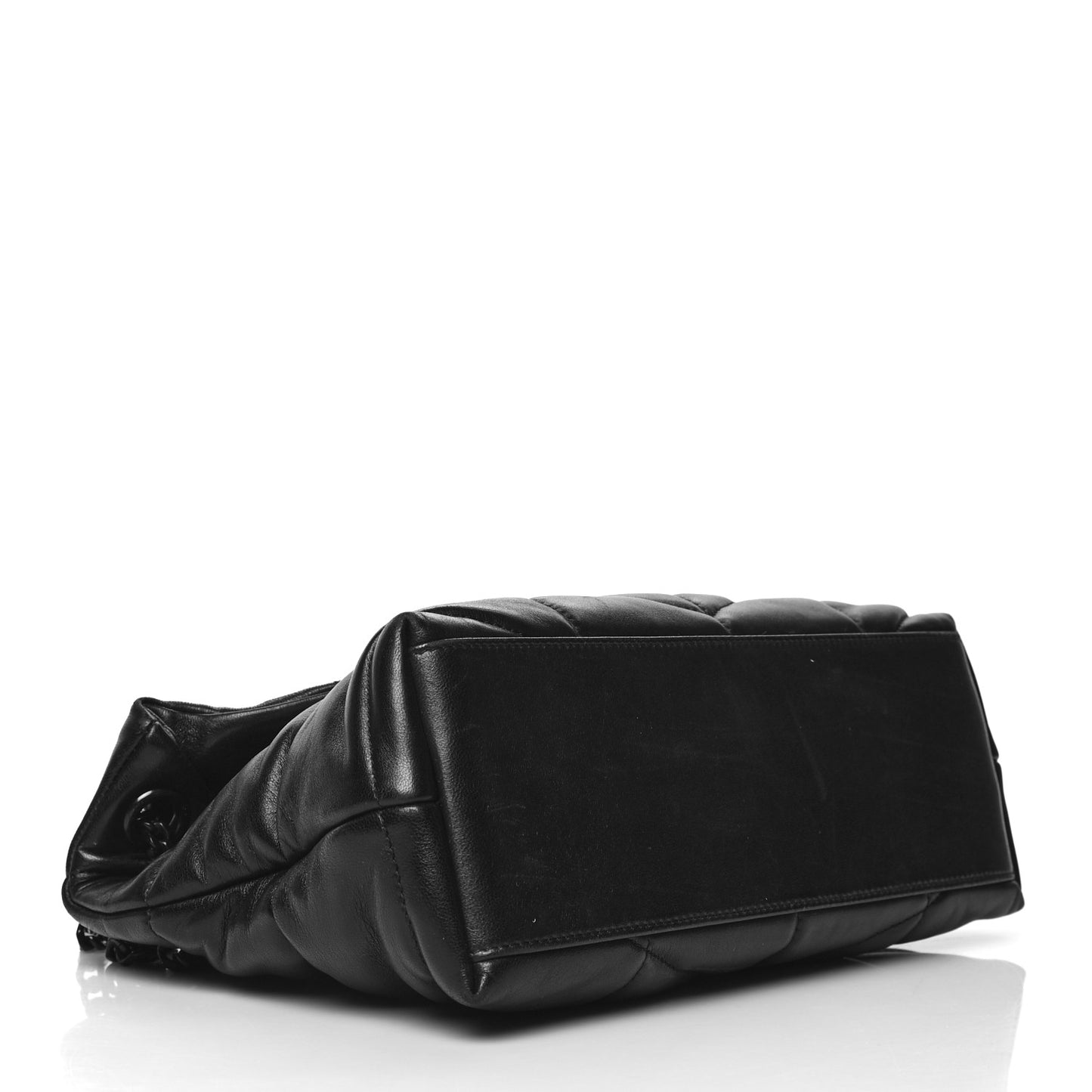 Lambskin Quilted Small Loulou Puffer Monogram Chain Satchel Black