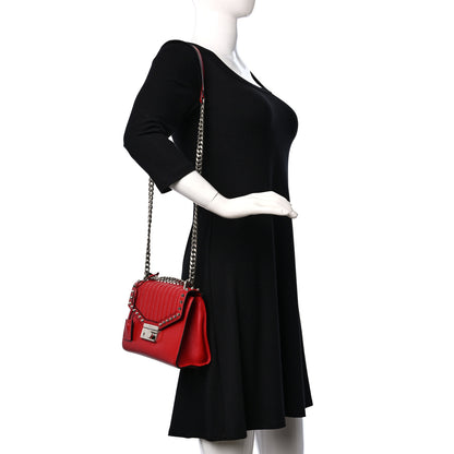 Prada Glace Calfskin Studded Sound Flap Crossbody Shoulder Bag Fuoco 2 of 8