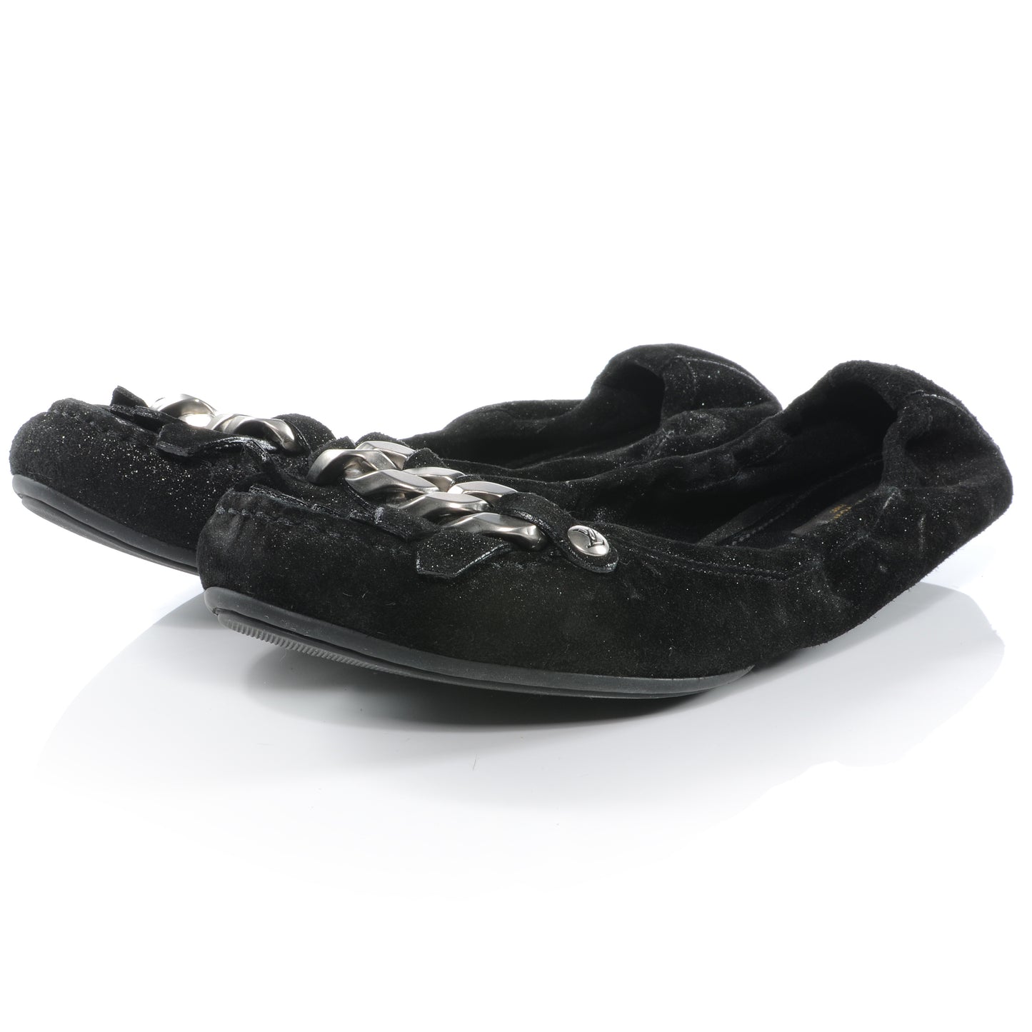 Suede Shimmer Whisper Flats 38 Black