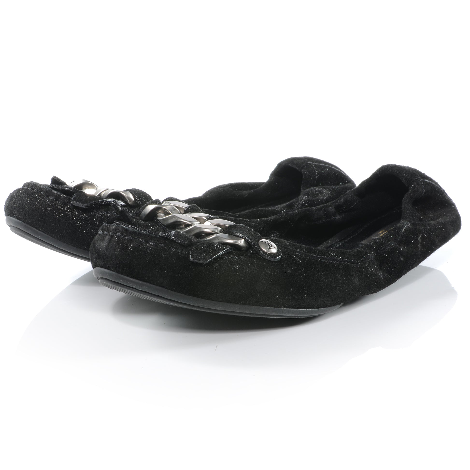 Louis Vuitton Suede Shimmer Whisper Flats 38 Black 2 of 8