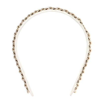 Chanel Metal Lambskin Chain CC Headband White Gold 1 of 4