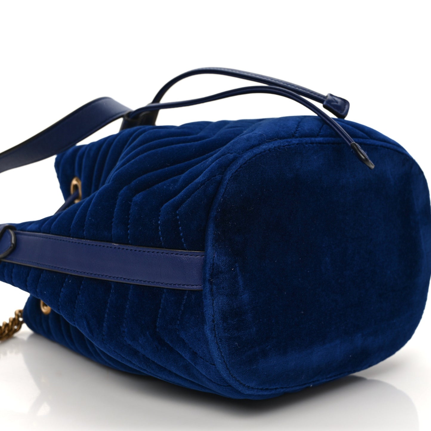 Velvet Matelasse GG Marmont Bucket Bag Cobalt Blue