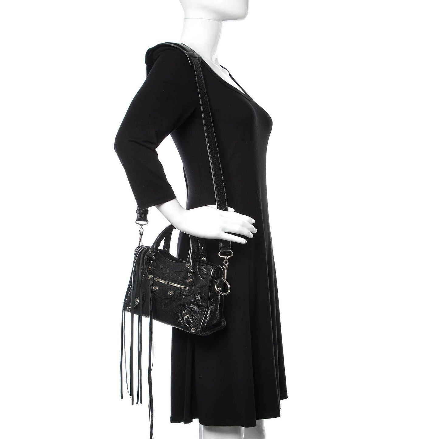 Agneau Classic Silver Hardware Mini City Black