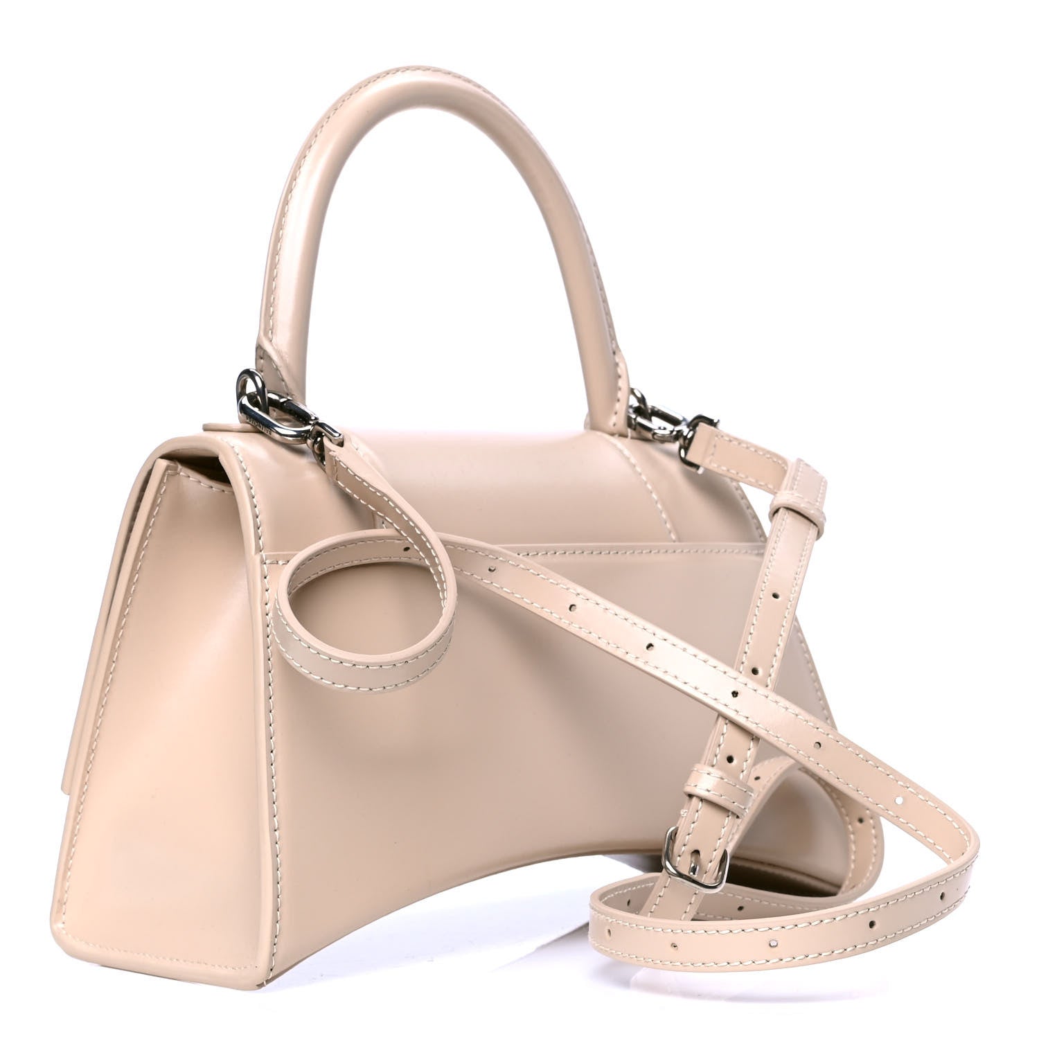 Balenciaga Shiny Box Calfskin Small Hourglass Top Handle Bag Light Beige 2 of 4