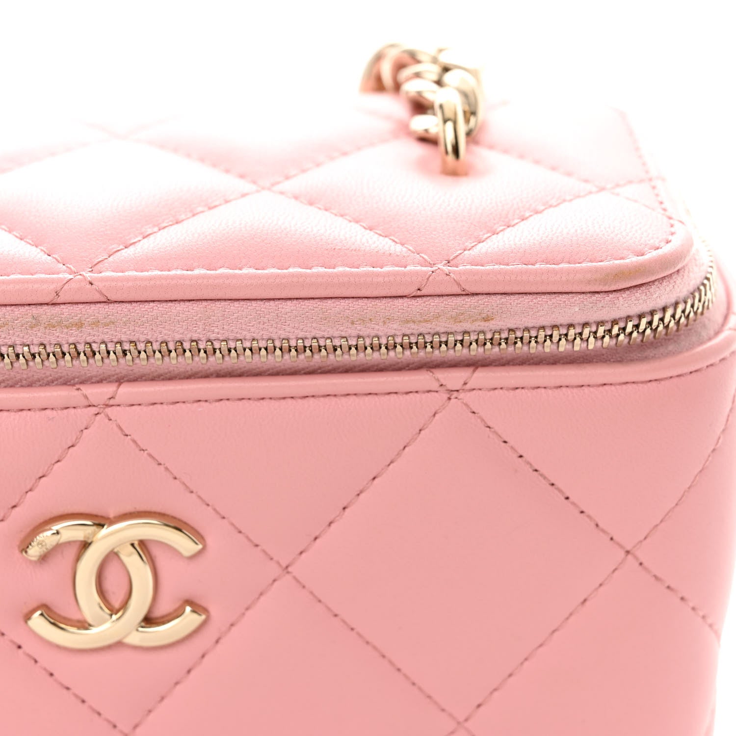 Chanel Lambskin Resin Elegant Chain Vanity Case Pink 14 of 17