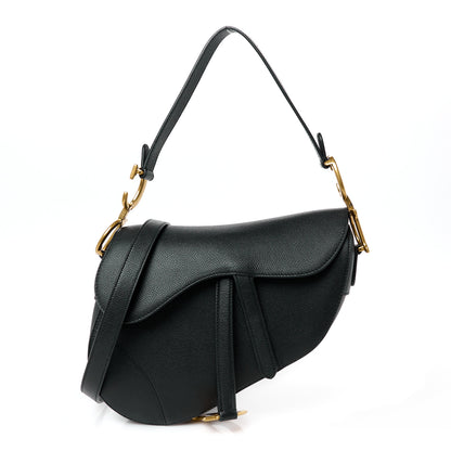 Christian Dior Grained Calfskin Saddle Bag With Strap Black 1 of 16