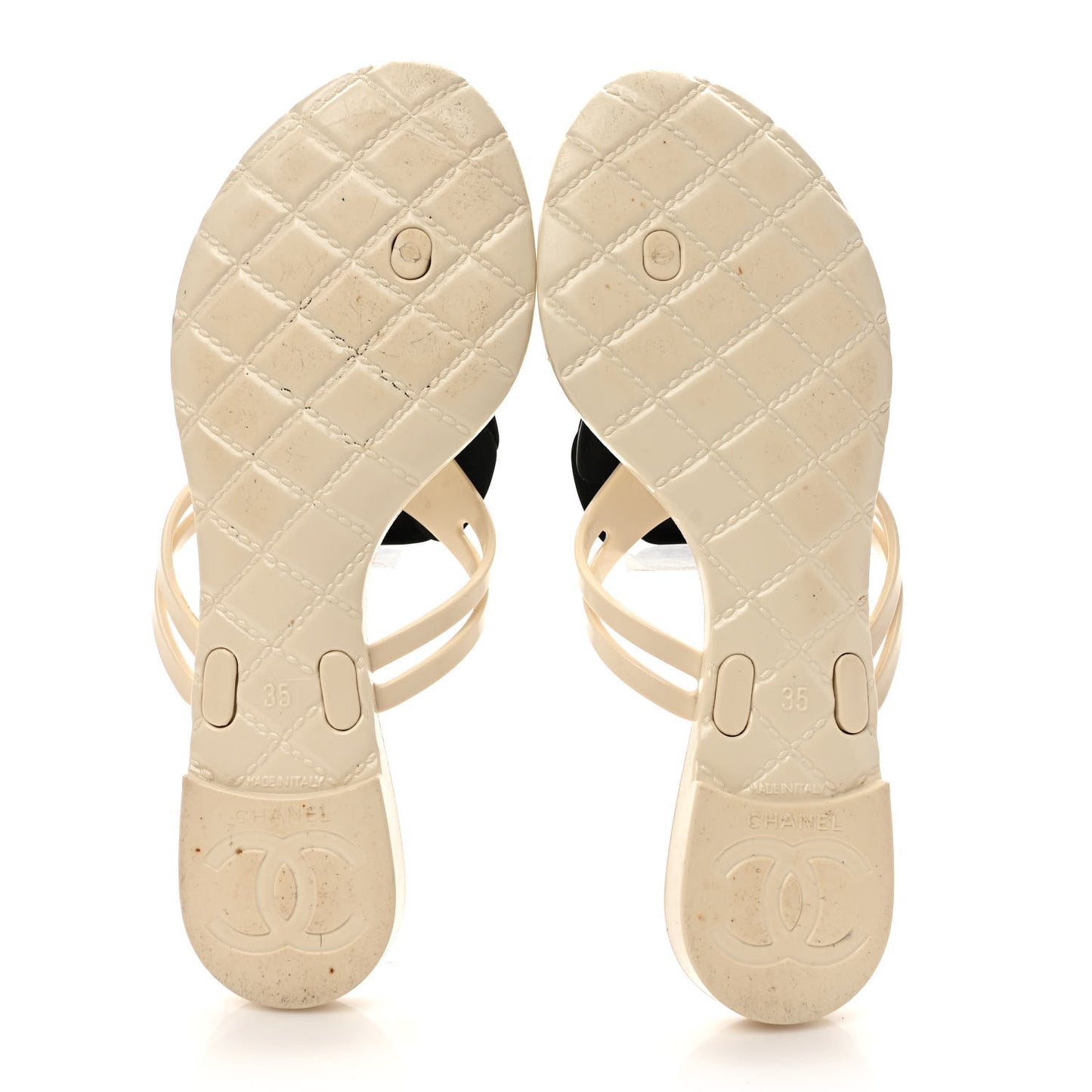 Jelly Camellia Thong Sandals 35 Ivory Black