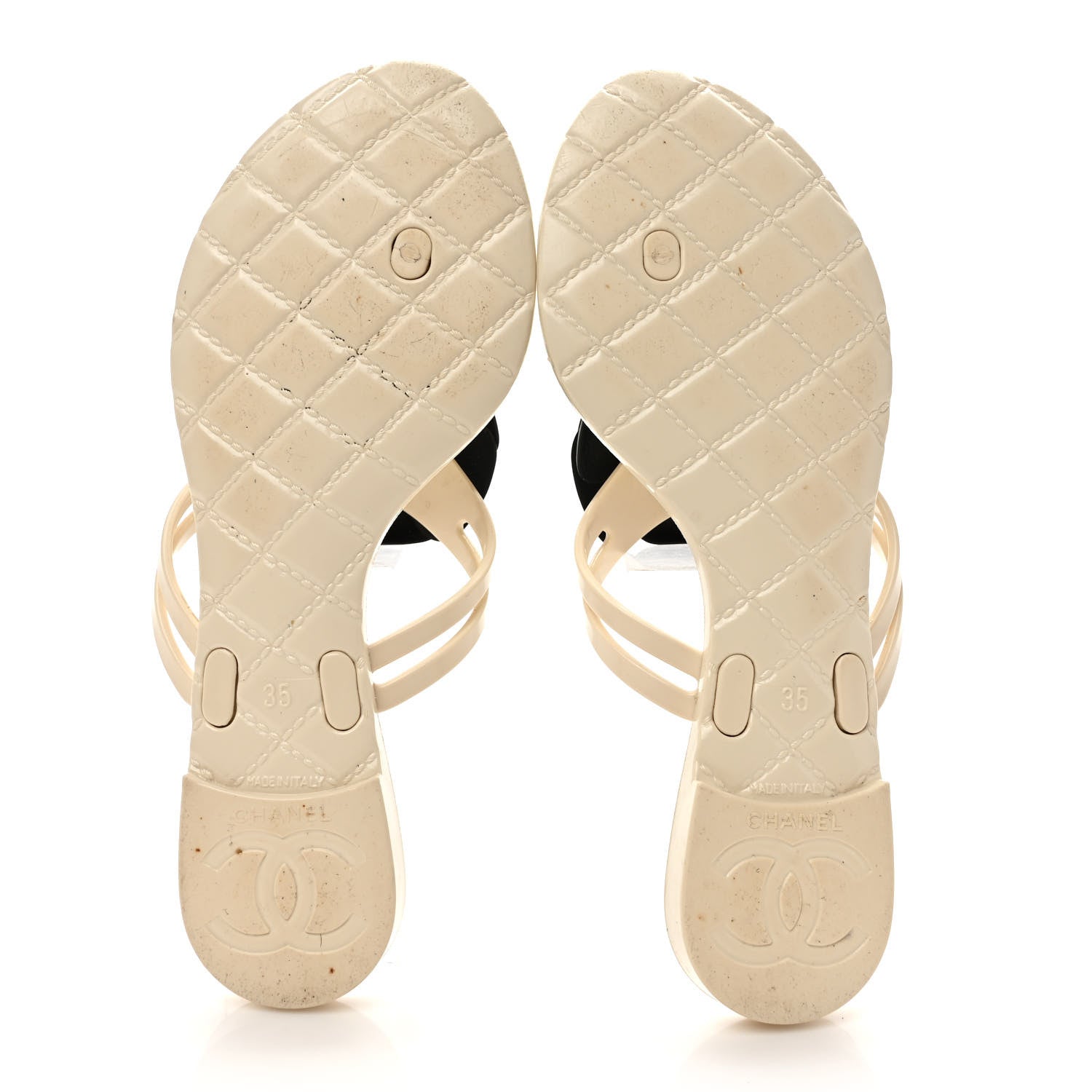 Chanel Jelly Camellia Thong Sandals 35 Ivory Black 5 of 7