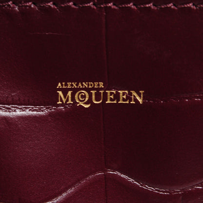 Alexander McQueen Calfskin Crocodile Embossed Small Skull Padlock Zip Around Tote Bordeaux 6 of 9